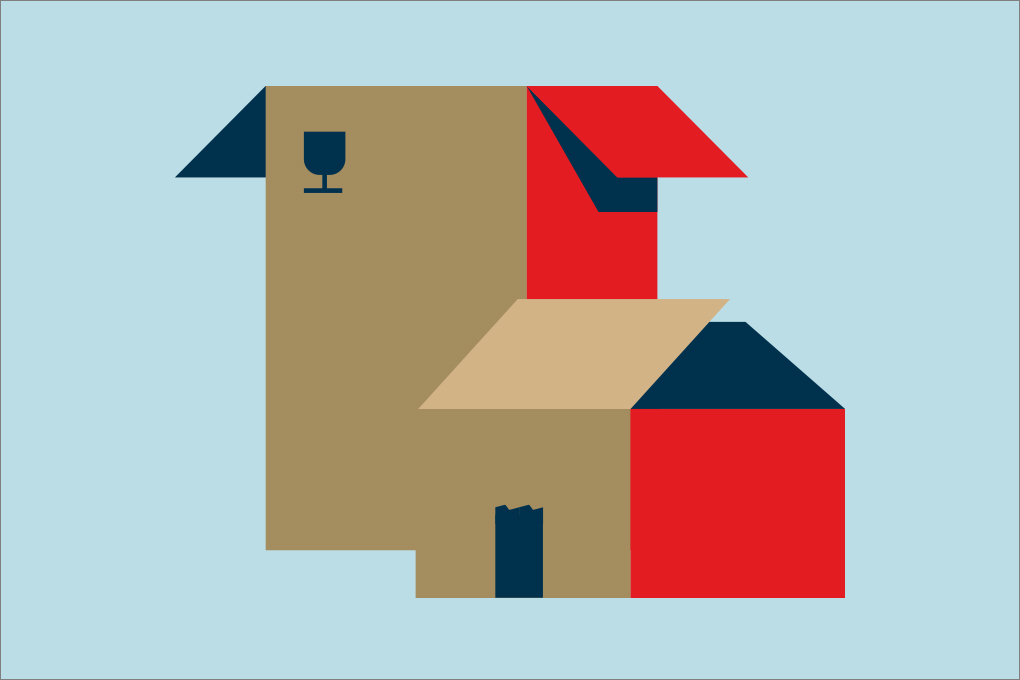 Illustration d’une boîte de déménagement pour un article sur l’achat ou la location d’une maison